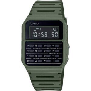 Casio Men's Green Ca53w Vintage Data Bank Water Resistant Resin Band Stopwatch
